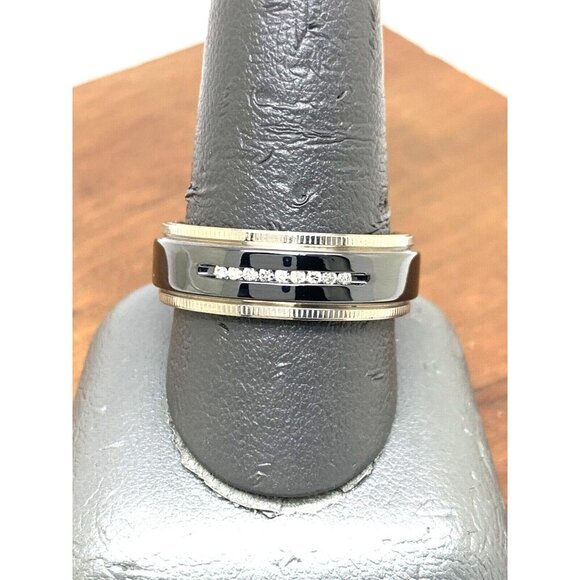 Men's Wedding Band Diamond 0.05ctw Titanium 7.5mm Wide Size 10 - Picture 7 of 14
